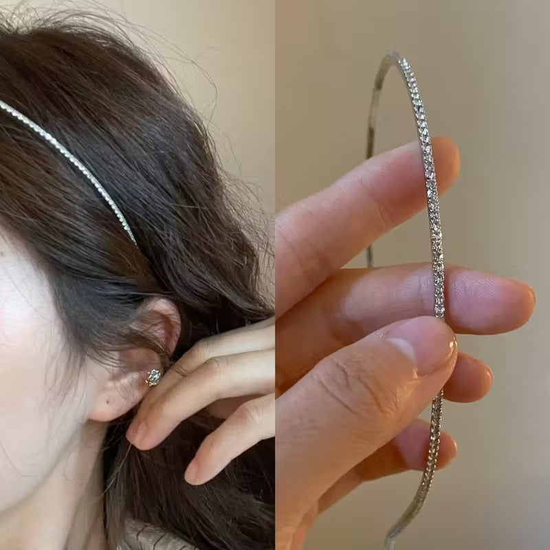 Elegant 1pc Sparkling Rhinestone Hairband | Versatile for Casual & Formal Events, Comfortable Hair Accessory, Shimmering Fine Rhinestones